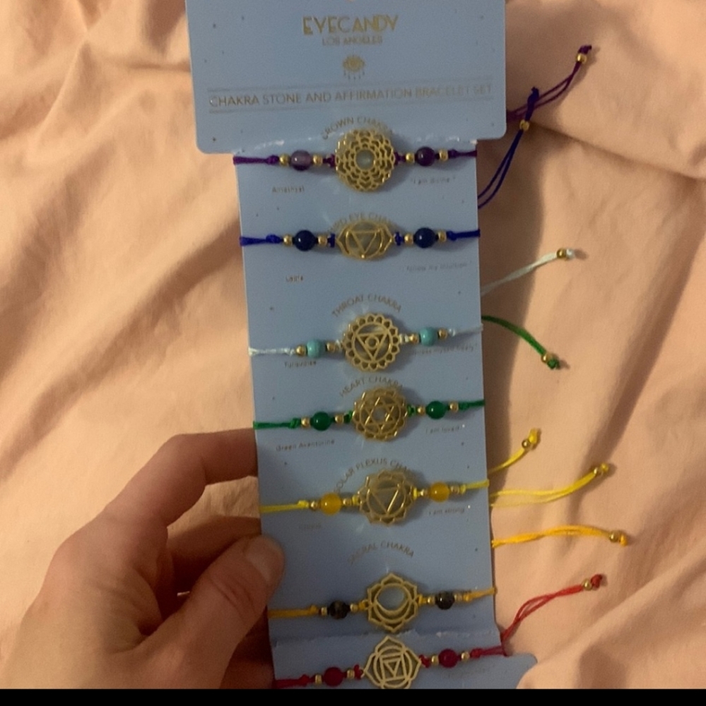 New Eye Candy Chakra Bracelet Set of 7 Adjustable